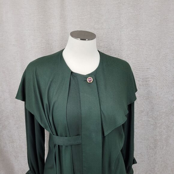 Christie of California Vintage Dark Green Capelet Blouse Renaissance Fairycore - Picture 4 of 15